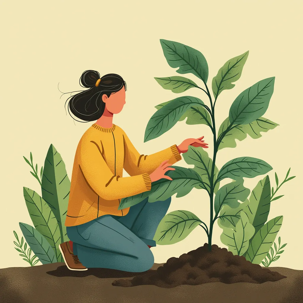 Personne prenant soin d'une plante